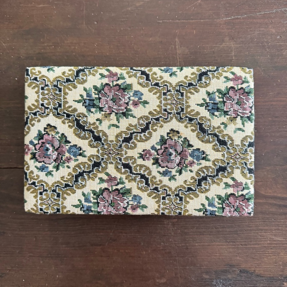 Vintage tapestry jewelry box - great gift